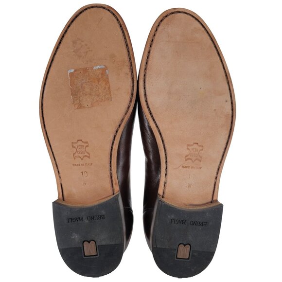 Vintage NEW Bruno Magli Italy Men 10 Brown Leather Dress Shoes Loafers Old Stock main image 5